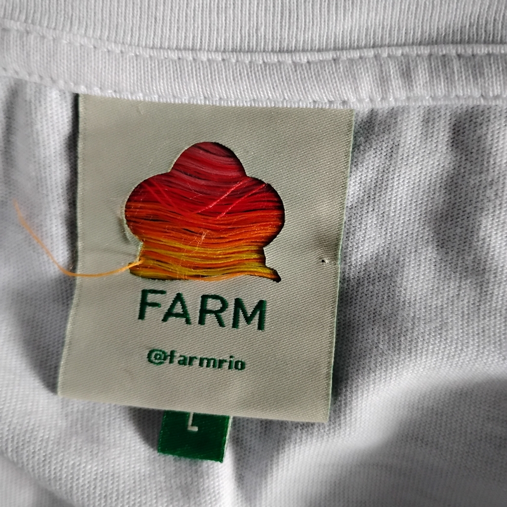 Farm Rio White And Blue Cotton Fish Brazil Oversized Tee L - Picture 8 of 8